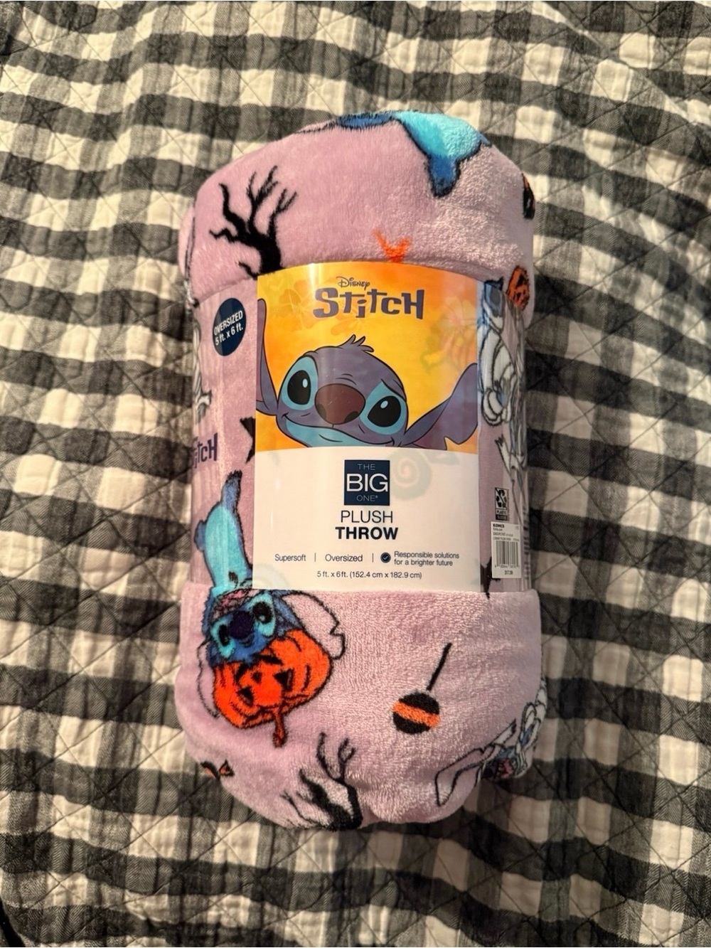 The Big One Purple Lilo and Stitch Blanket 5ft x 6 ft